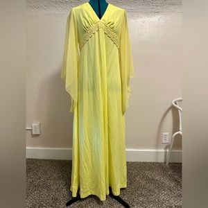 1960s yellow maxi dress